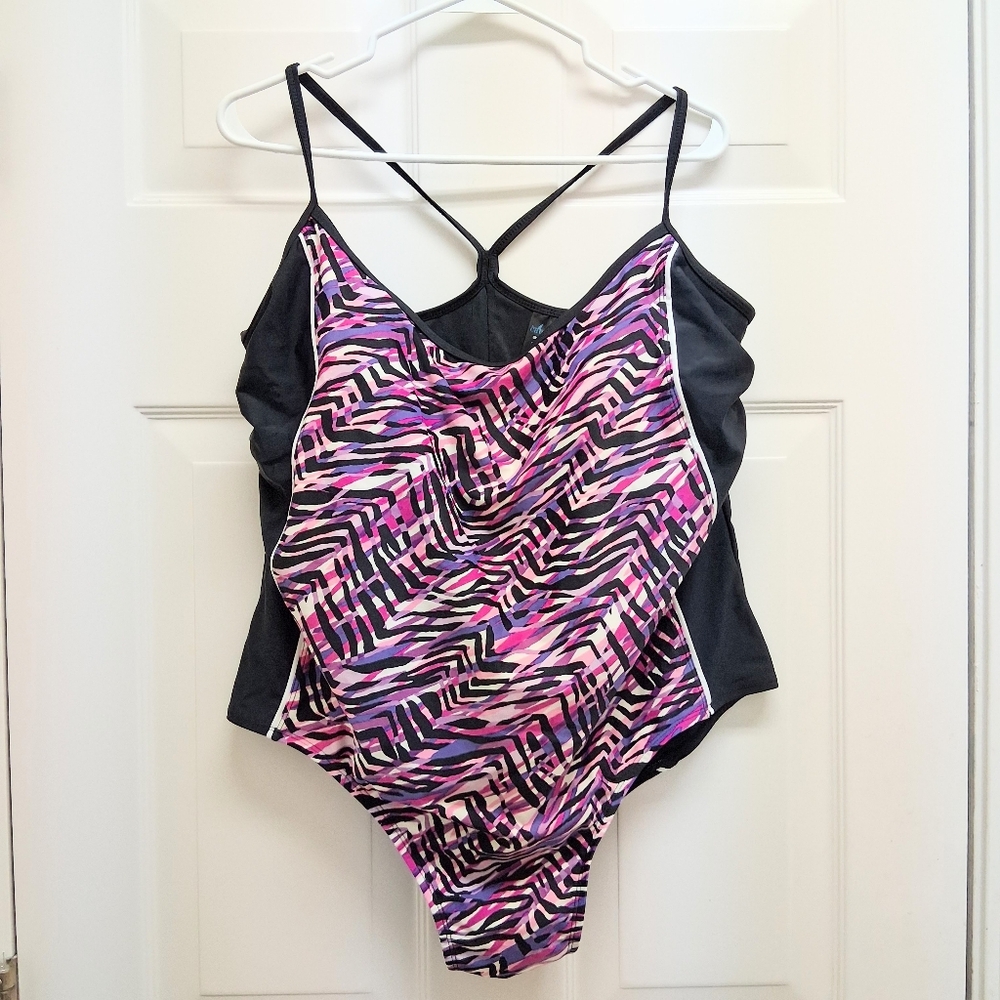 Catalina One Piece Swimsuit 3X 22W 24W Pink Purple Zebra Racerback Slimming